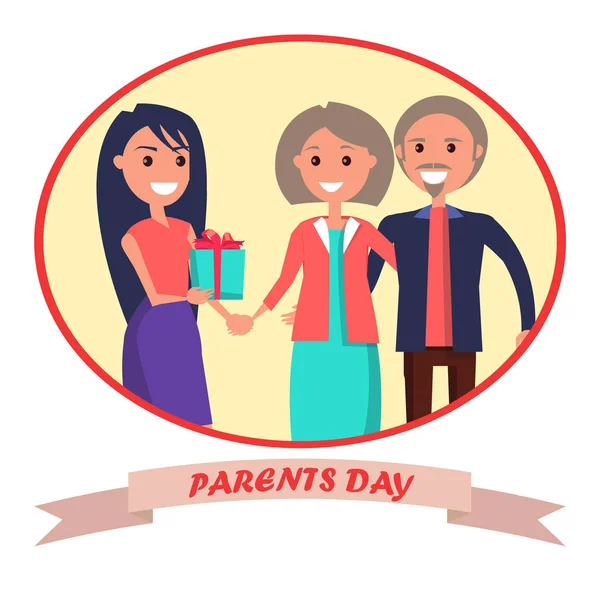 Parents Day Banner Showing Happy Family — Stock Vector