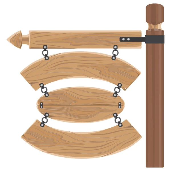 Panneaux suspendus en bois attachés à un long bâton — Image vectorielle