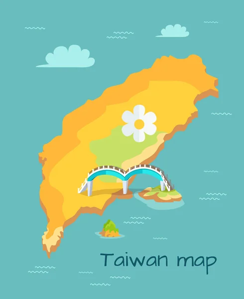 New Moon Bridge Marked on Taiwan Map Illustration — Stock Vector