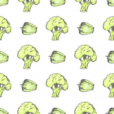 Yeşil brokoli ve tatlı biber sonsuz doku