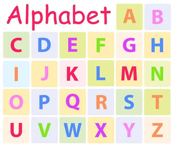 Mehrfarbiges Alphabet mit 26 Großbuchstaben — Stockvektor