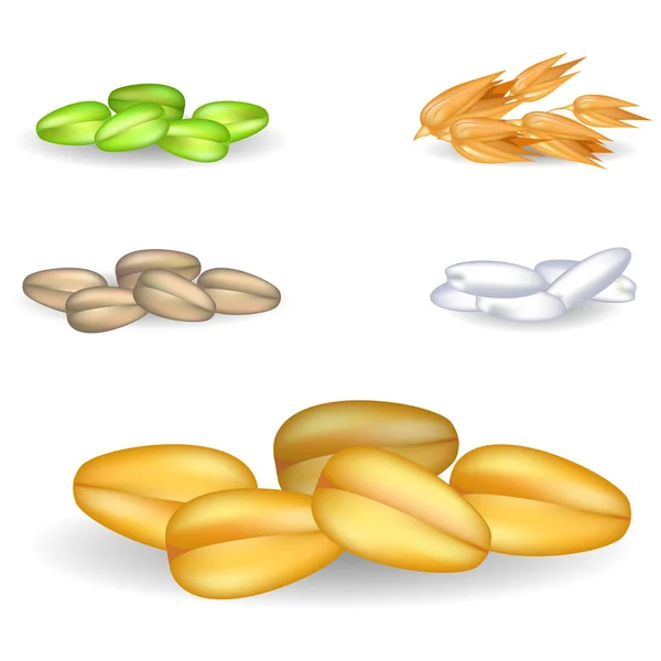 Pile de grains de blé avec de petits tas sur le fond — Image vectorielle