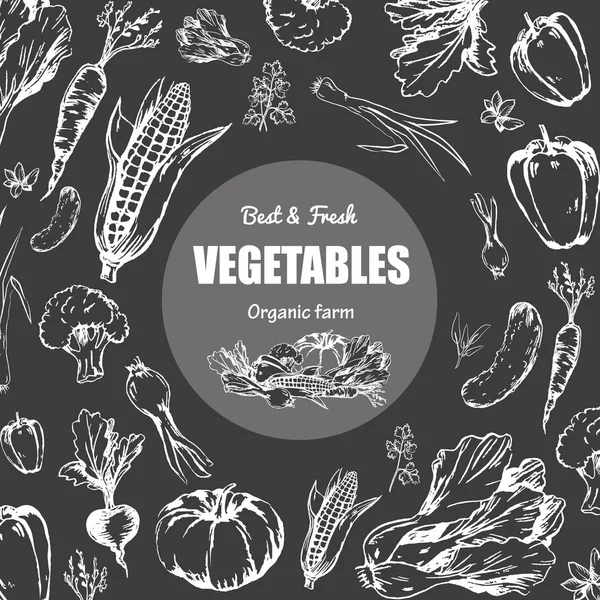 Καλύτερα και φρέσκα λαχανικά που καλλιεργούνται στο βιολογικό αγρόκτημα — Διανυσματικό Αρχείο
