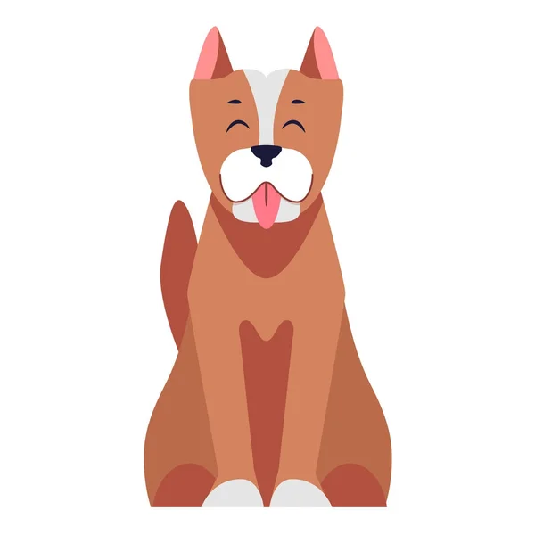 Lindo perro asiento dibujos animados plano Vector icono — Vector de stock