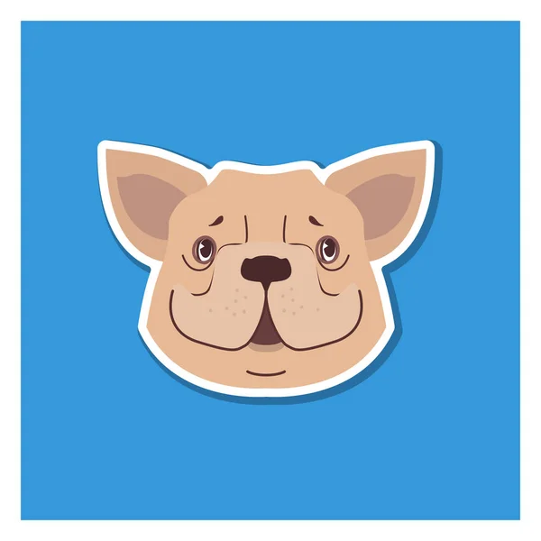 Canine sourire visage de bouledogue français dessiné icône — Image vectorielle