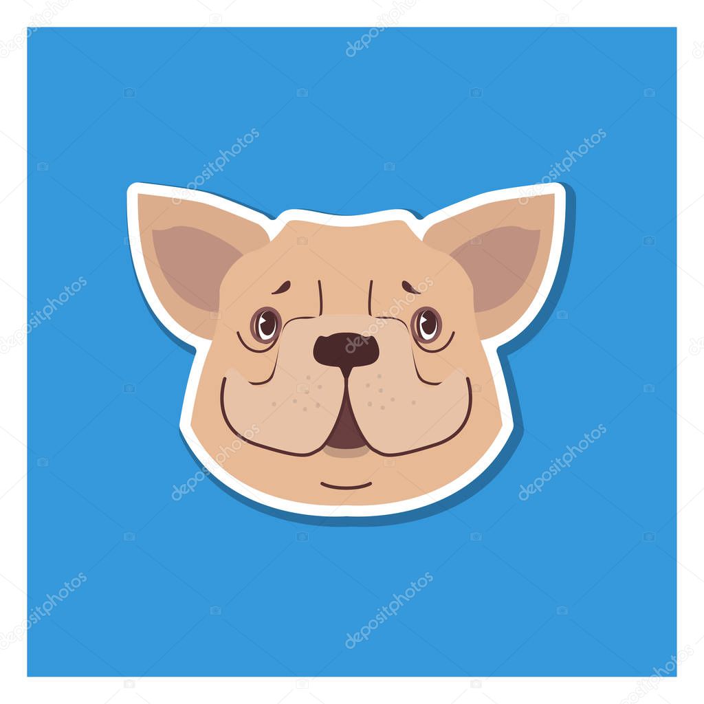 Canine Smiling Face of French Bulldog Drawn Icon