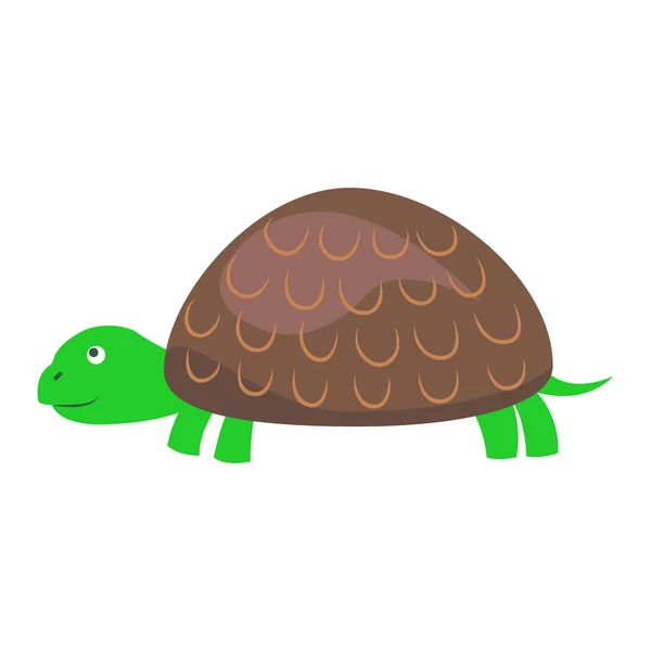 Etiqueta engomada plana del vector de la historieta de la tortuga linda o icono — Vector de stock