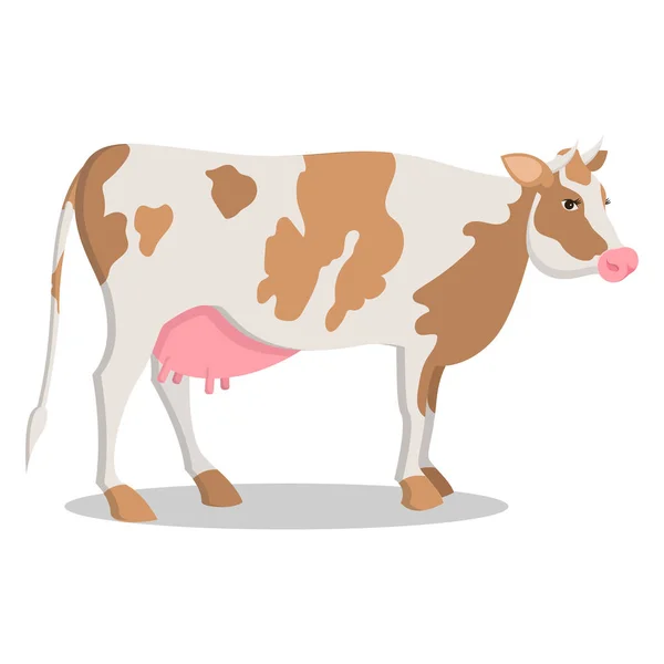 Vaca linda cultivada en granja ilustración de dibujos animados aislados — Vector de stock