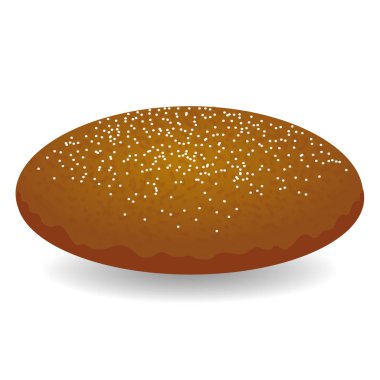 Yuvarlak kahverengi ekmek üzerinde beyaz izole tohumları ile