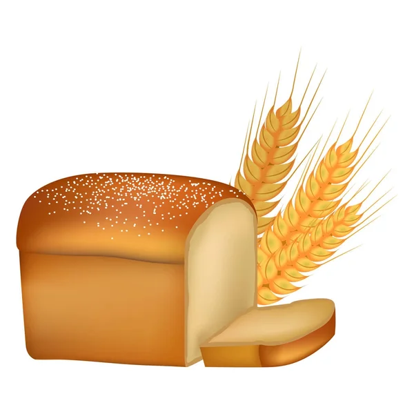 Versgebakken lekker brood en Spikes illustratie — Stockvector