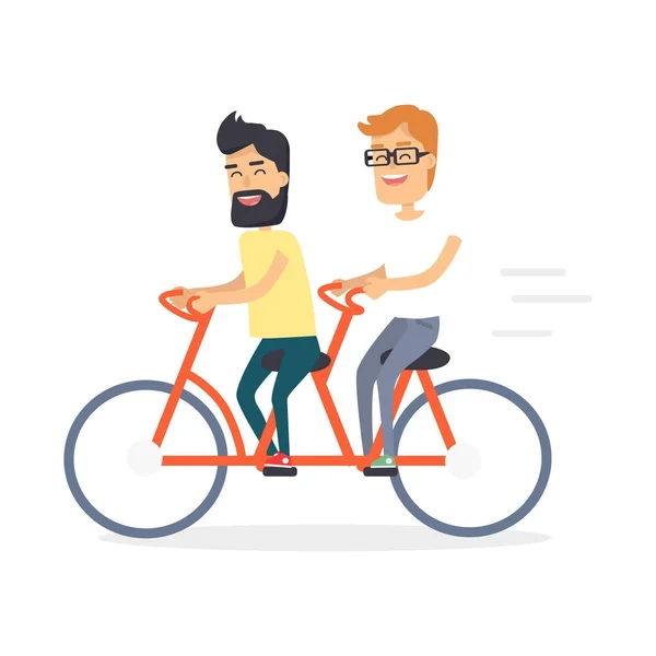 ダブル赤自転車グラフィック アイコンを 2 人の友人 — ストックベクタ