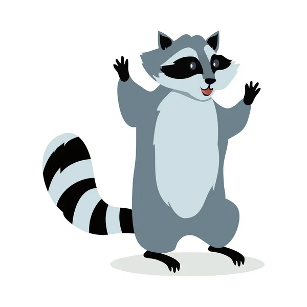 American Raccoon Cartoon Icon in Flat Design — Stock Vector