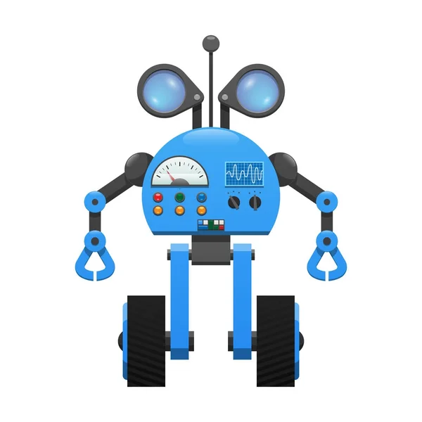 Robot na kolech, Spy objektivy a ovládací Panel — Stockový vektor