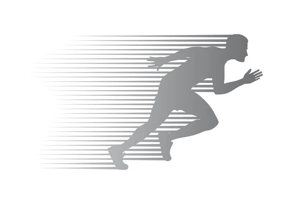 Silueta de Jogger en Finish. Hombre atlético corriendo — Vector de stock