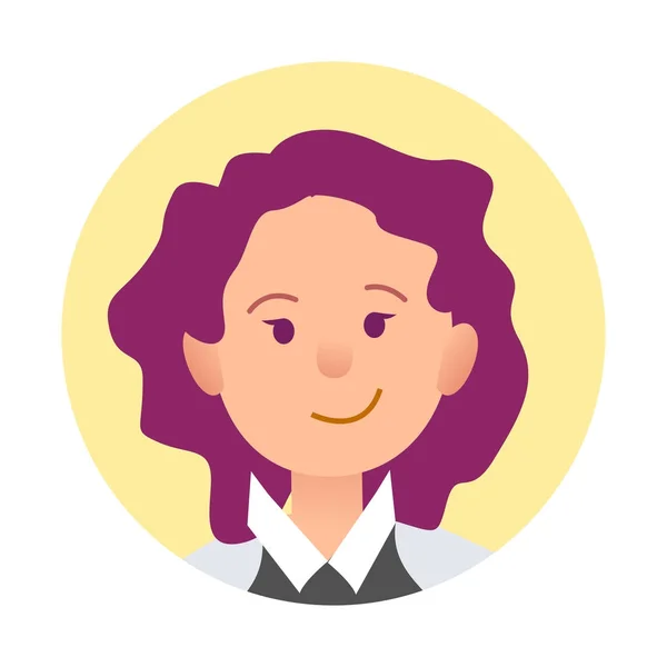 Retrato de ícone de close-up de mulher alegre no círculo —  Vetores de Stock
