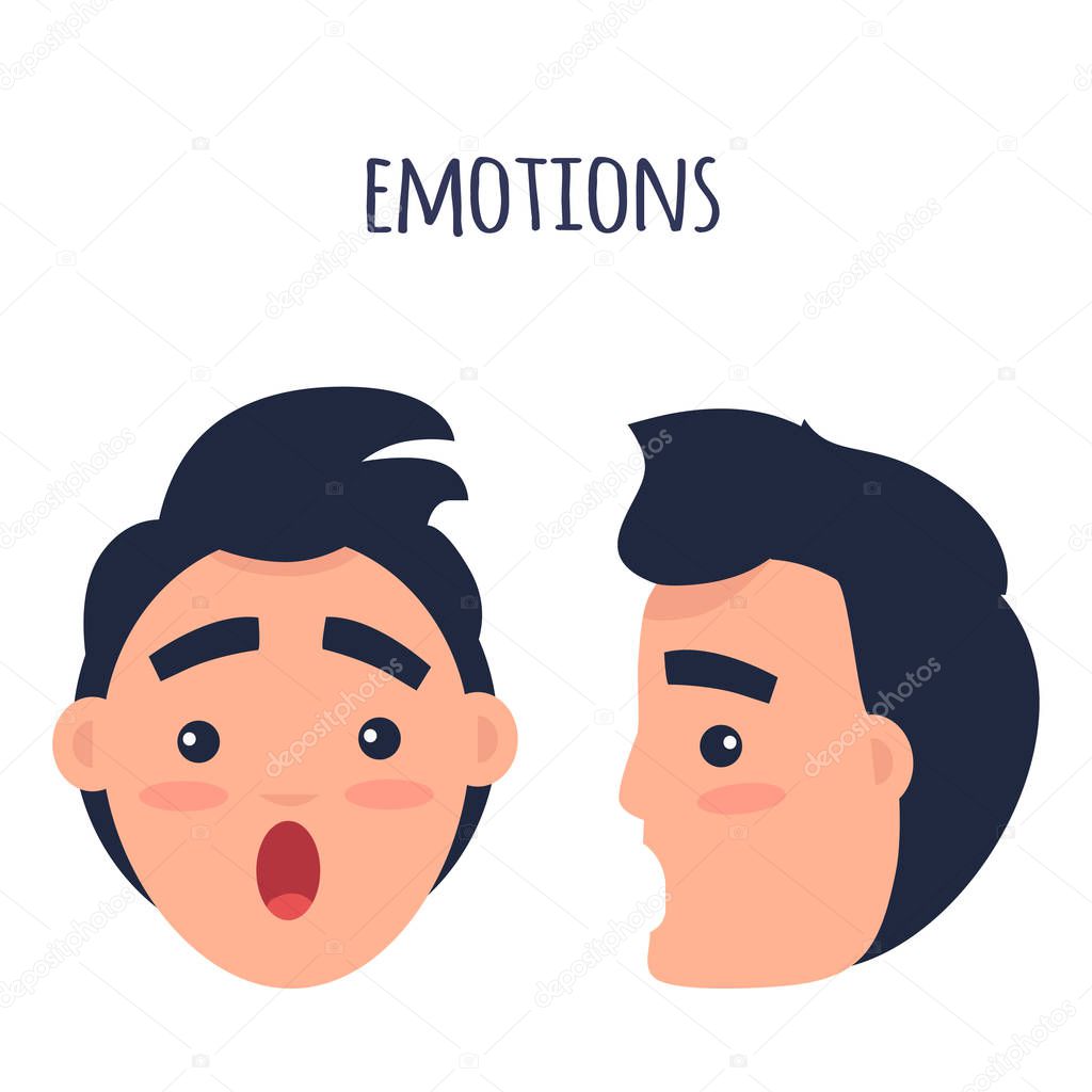 Surprised Man Emotions Flat Vector Concept