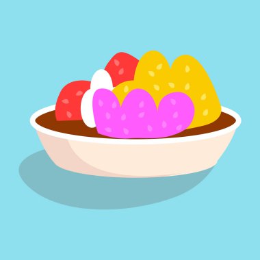 Beyaz çiçek yatağı renkli çalılar çizim ile