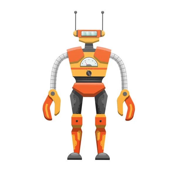Robot humanoide de metal con ilustración de antenas — Vector de stock