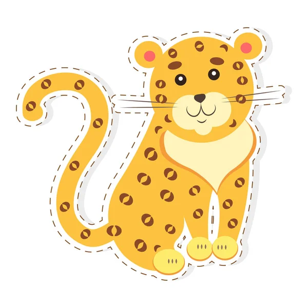 Schattig Jaguar Cartoon platte Vector Sticker of pictogram — Stockvector