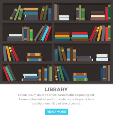 Kütüphane raflarında duran ve Kitaplar yalan