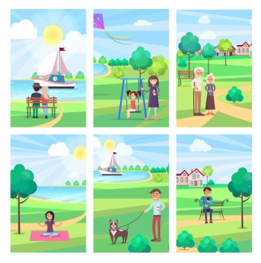İnsanların boş zamanlarında Park vektör Poster harcama