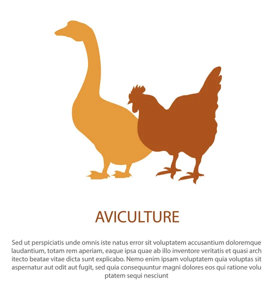 Cartel de agricultura con silueta de ganso de gallina — Archivo Imágenes Vectoriales