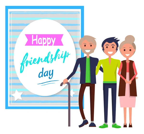 Happy Friendship Day Greeting Card with Friends - Stok Vektor