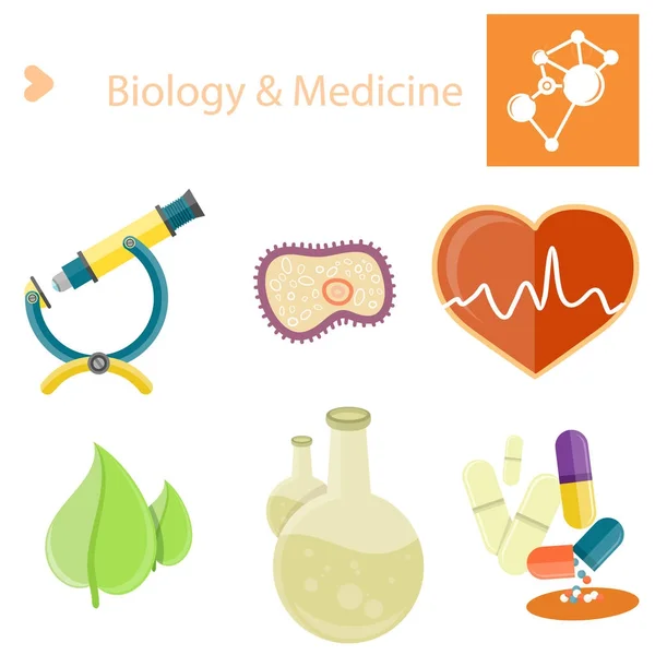 Biologii i medycyny plakat z zestawem ilustracji — Wektor stockowy
