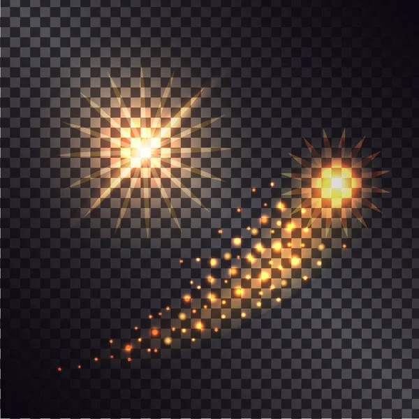 Étoile filante lumineuse avec illustration de trace brillante — Image vectorielle