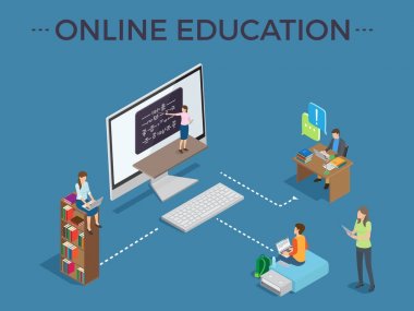 Online Eğitim işlem şablonu vektör Poster