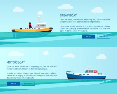 Retro vapur ve deniz içinde Motorlu tekne