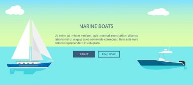 Deniz deniz araçları Web Banner ile metin, yelkenli yat