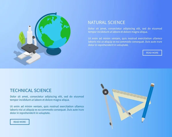 Ciências Naturais e Técnicas Internet Info Page — Vetor de Stock