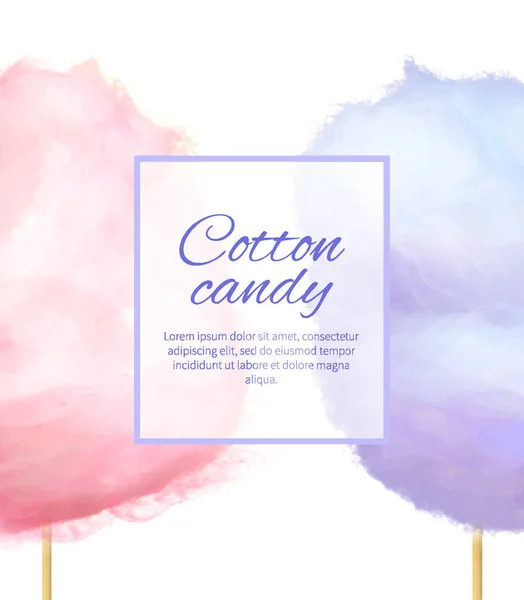 Cotton Candy Banner med söta Floss spunnet socker — Stock vektor