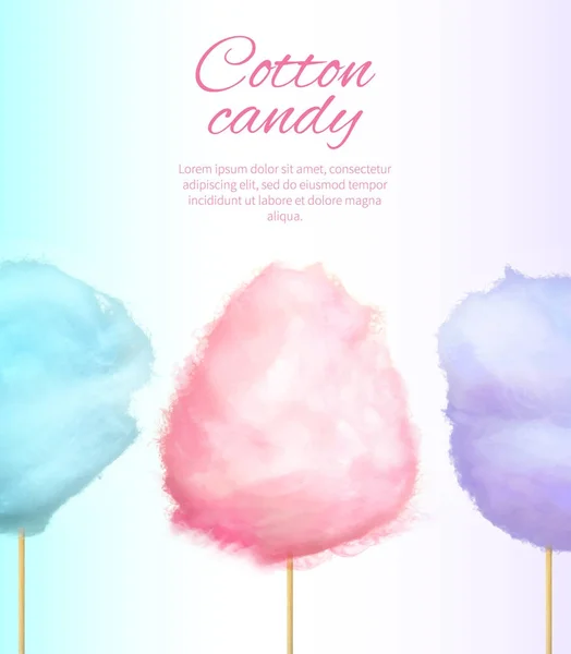 Cotton Candy Banner met zoete Floss gesponnen suiker — Stockvector