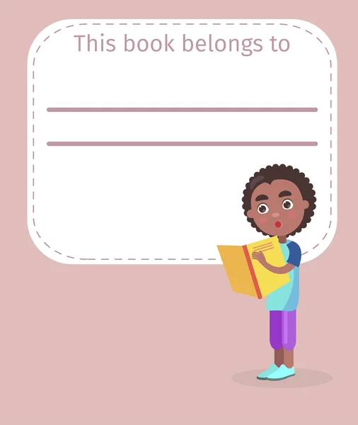 Όνομα κατόχου του βιβλίου και αγόρι αφρικανικό στο κάλυμμα — Διανυσματικό Αρχείο