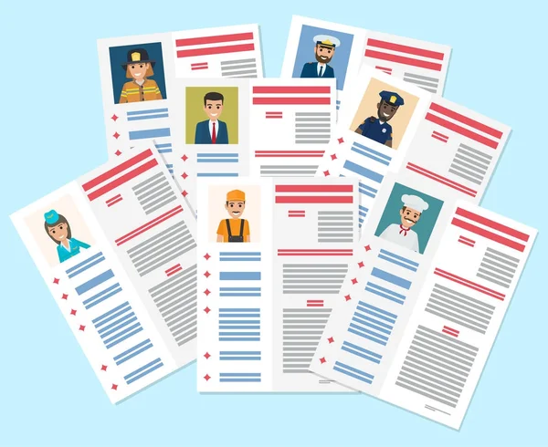 Personal Resumes of Different Industry Workers — Stock Vector