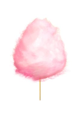 Gerçekçi pembe pamuk şeker izole Stick