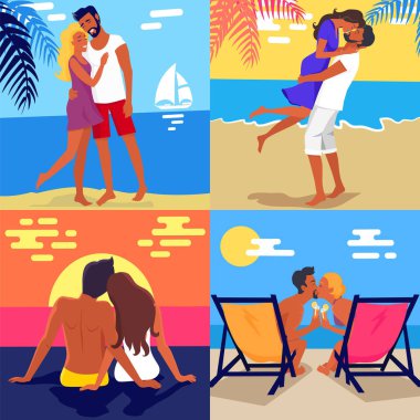 Romantik genç çift harcama balayı Beach.
