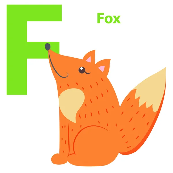 Alphabet New Babies avec lettre F Fox Flat Design — Image vectorielle