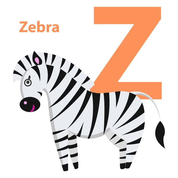Turuncu karakteri Z Word Zebra alfabe kartındaki — Stok Vektör