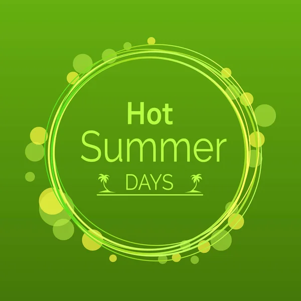 Hot Summer Days Poster with Text in Round Circle — Stock Vector