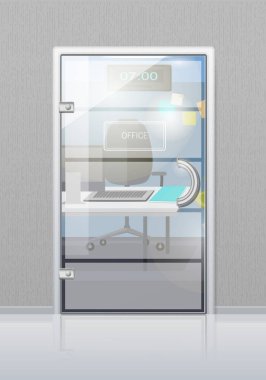 Ofis iç cam kapı düz vektör üzerinden