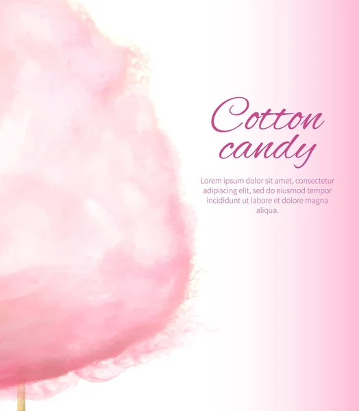 Cotton Candy Banner with Sweet Floss Spun Sugar — Stock Vector