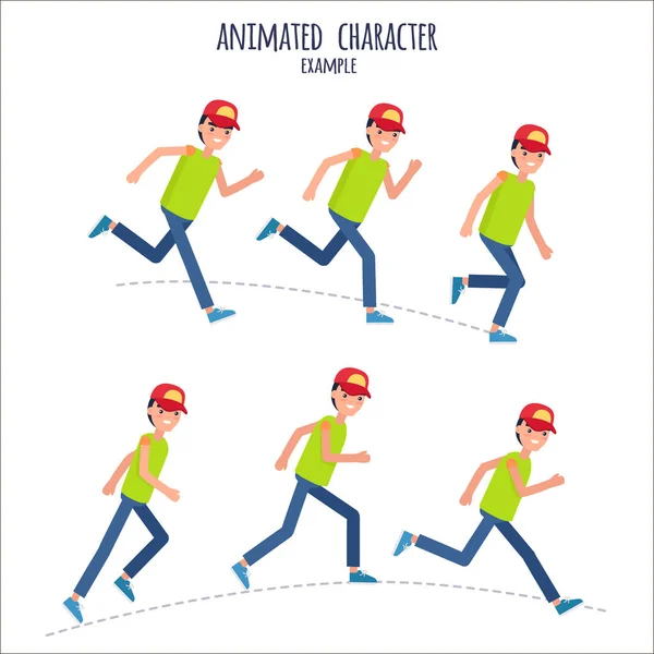 Ejemplo de personaje animado con Boy in Motion — Vector de stock