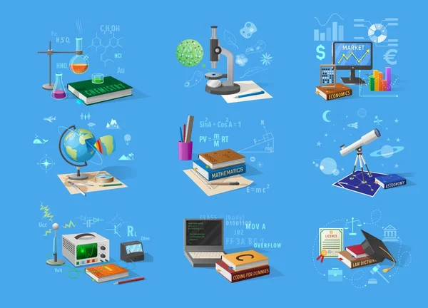 Conjunto de equipos de investigación científica y tecnológica — Vector de stock