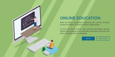 Online Eğitim Şablonu vektör düz Web Banner