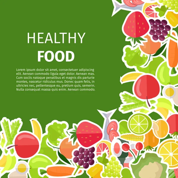 Gezonde voeding Banner met groenten en fruit — Stockvector