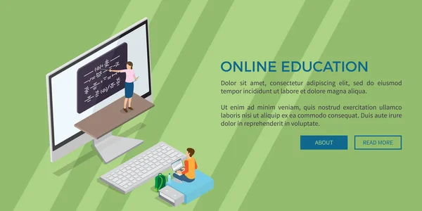 Online Education Template Vector Flat Web Banner — Stock Vector
