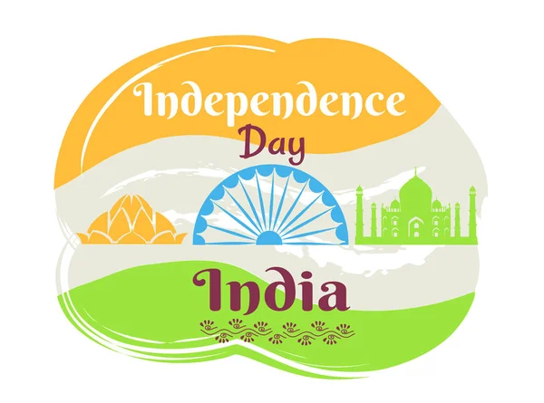 Affiche du Jour de l'indépendance indienne avec drapeau national — Image vectorielle